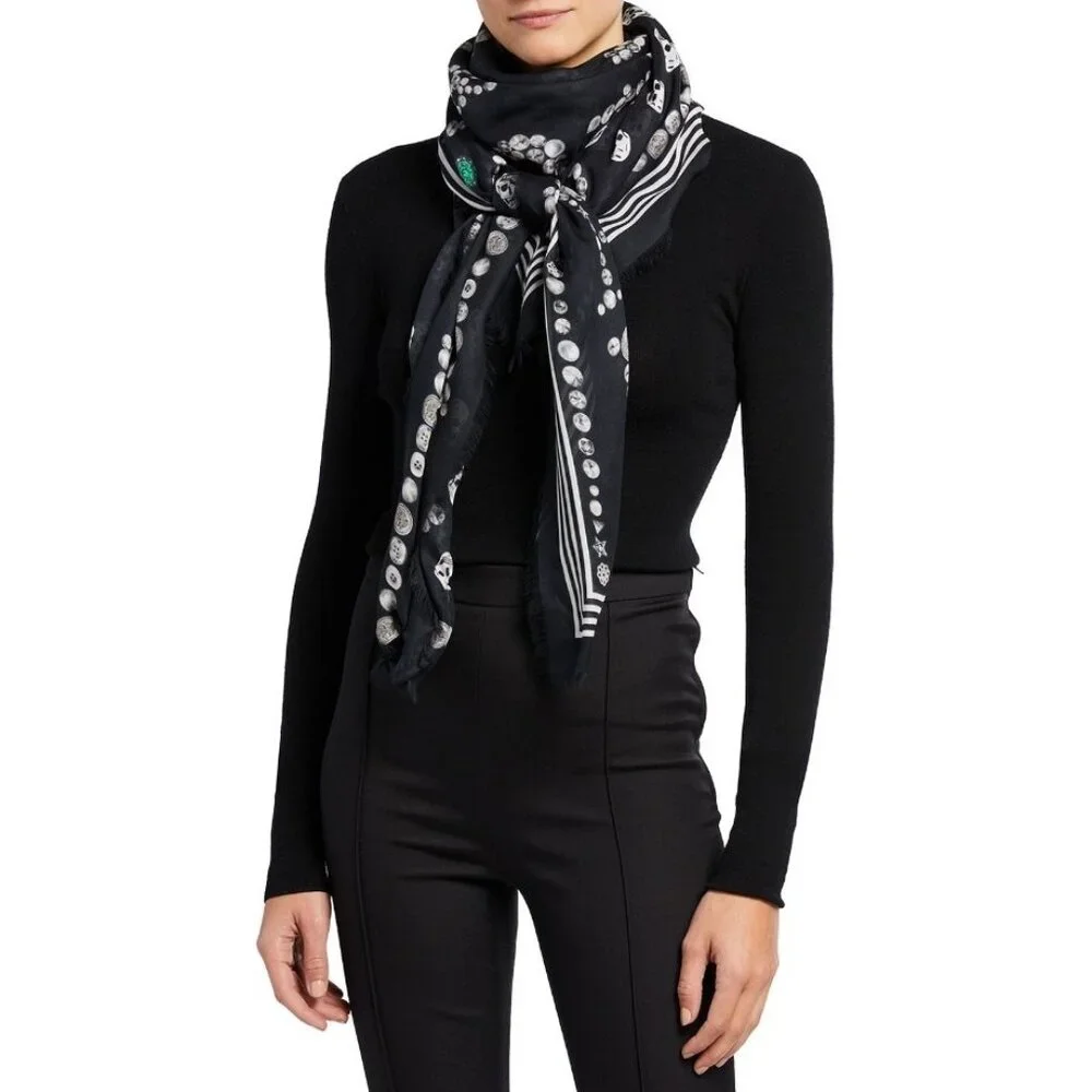 NEW Alexander McQueen Jewelled Skull Scarf - Picture 3 of 6